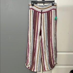 Vanilla Star Burgundy Striped Wide Leg Palazzo Pants